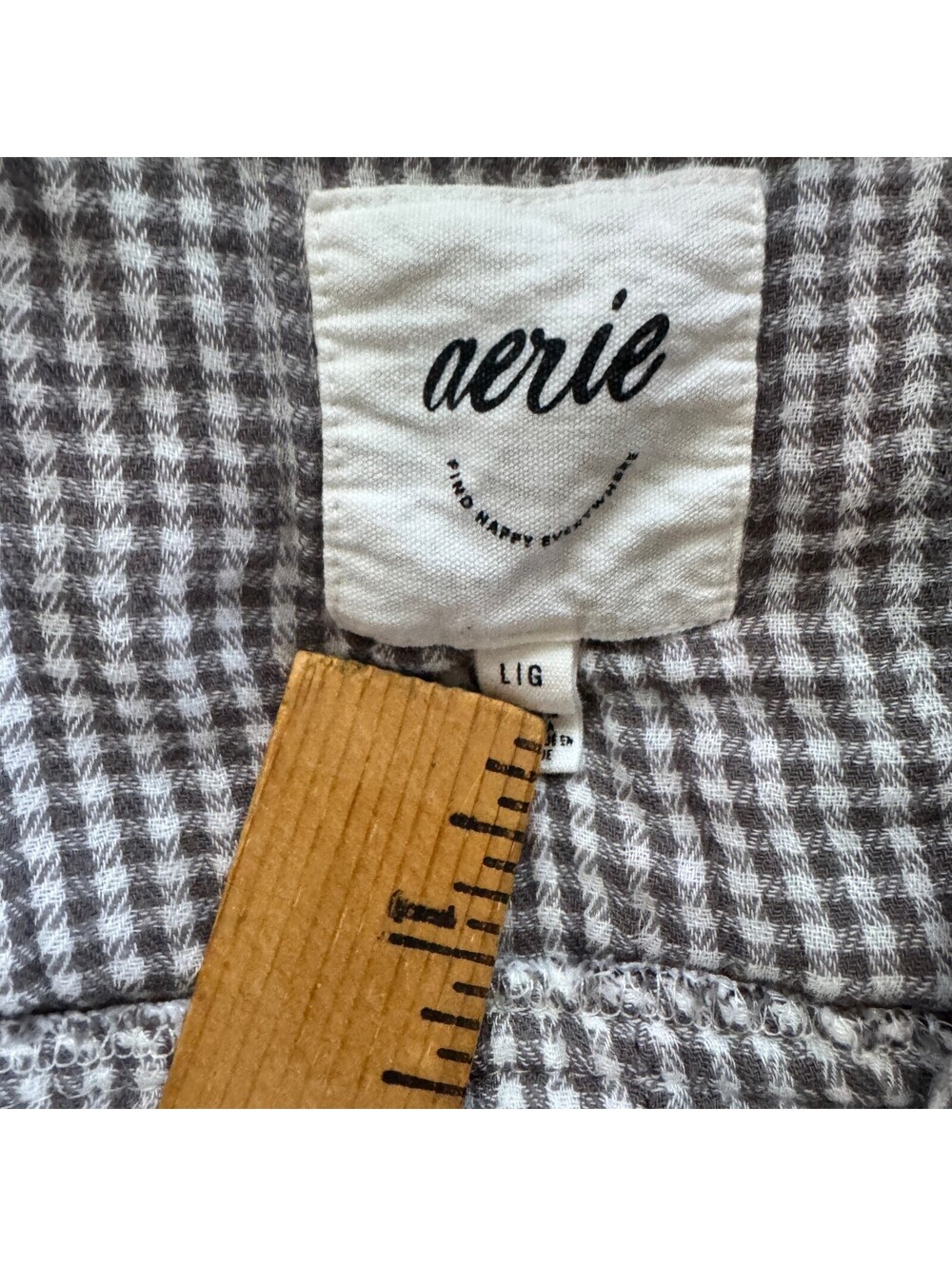 aerie Lightweight Cotton Plaid Shirt Black Brown Size L - Picture 2 of 6